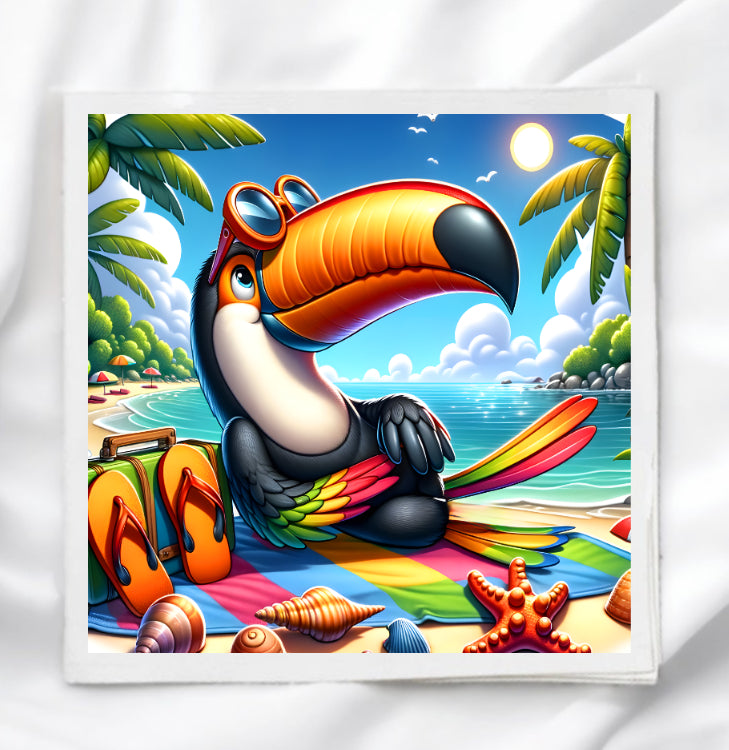 Summer Pelican Fabric Panel Quilt Block