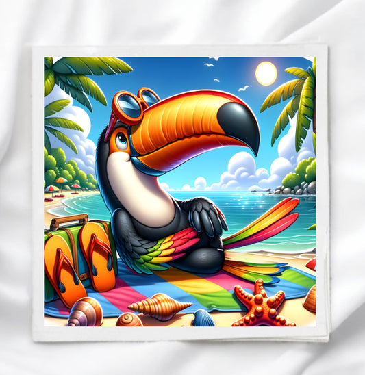 Summer Pelican Fabric Panel Quilt Block