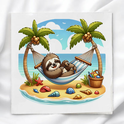 Summer Sloth Fabric Panel Quilt Block