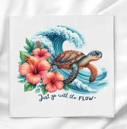 Summer Sea Turtle Fabric Panel Quilt Block