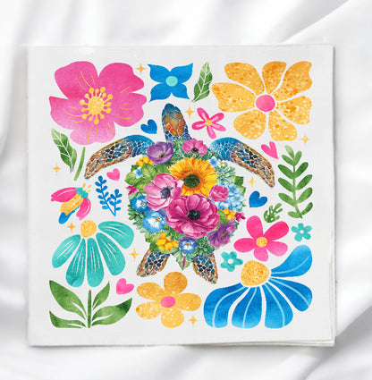 Boho Sea Turtle Fabric Panel Quilt Block