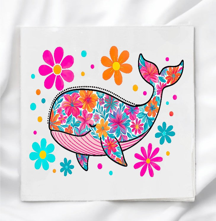 Summer Whale Fabric Panel Quilt Block
