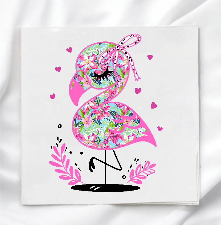 Tropical Flamingo Fabric Panel Quilt Block