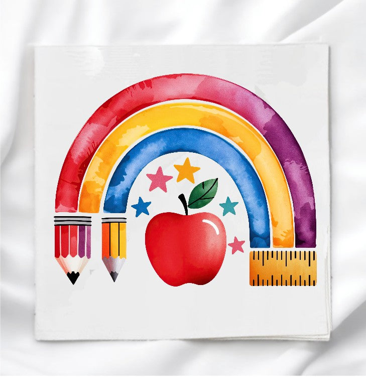 School Themed Fabric Panel Quilt Block
