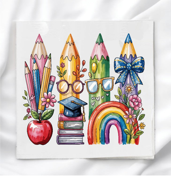 School Themed Fabric Panel Quilt Block