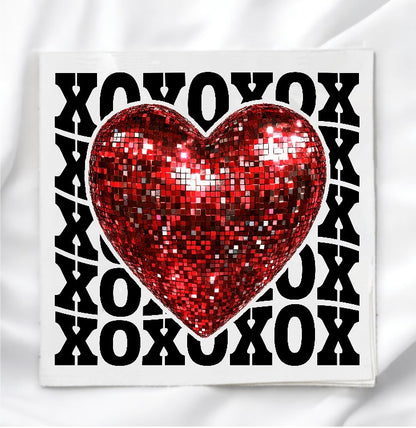 Disco Valentine Heart Fabric Panel Quilt Block