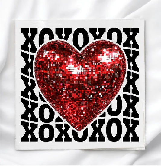 Disco Valentine Heart Fabric Panel Quilt Block