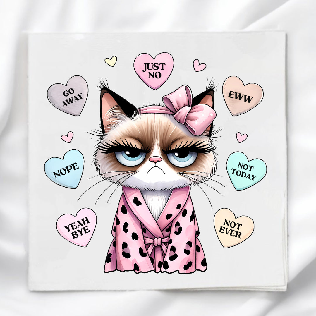 Funny Cat Valentine Hearts Fabric Panel Quilt Block