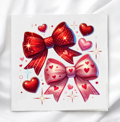 Valentine's Day Heart Bow Fabric Panel Quilt Block