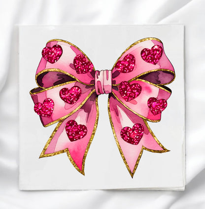 Valentine's Day Heart Bow Fabric Panel Quilt Block