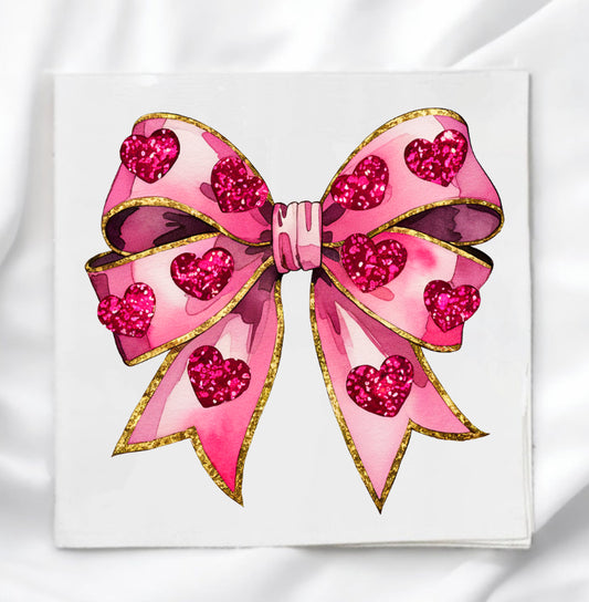 Valentine's Day Heart Bow Fabric Panel Quilt Block