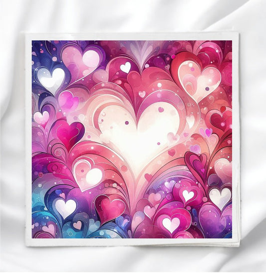 Colorful Swirl Valentine Day Hearts Fabric Panel Quilt Block