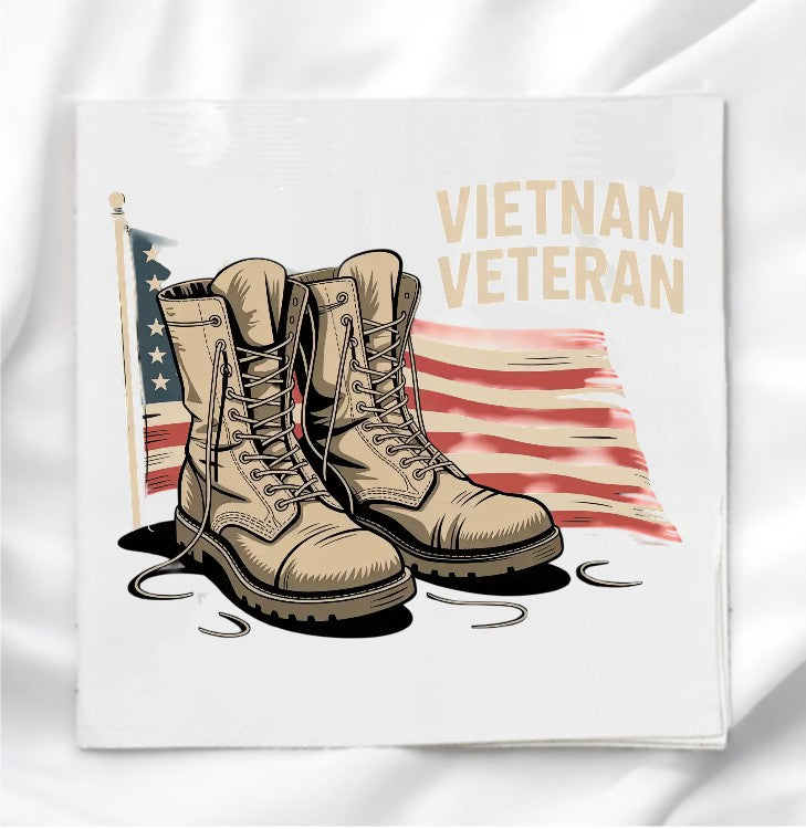Vietnam Veteran Boots Fabric Panel Quilt Block