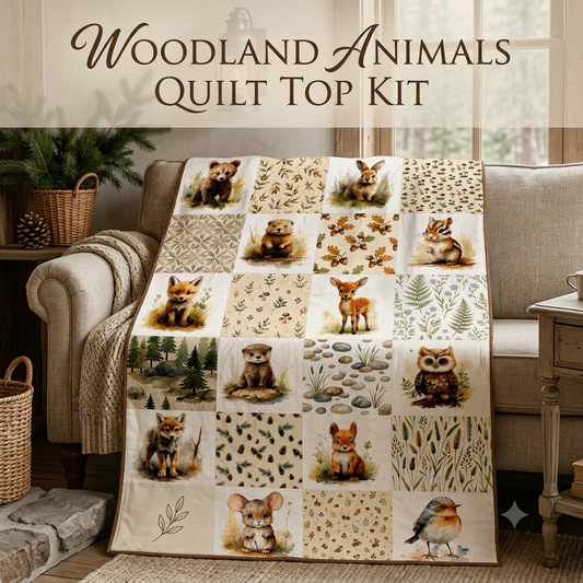 Woodland Animals Quilt Top Kit | DIY Quilt Top Kit for Beginners | Sew A Quilt