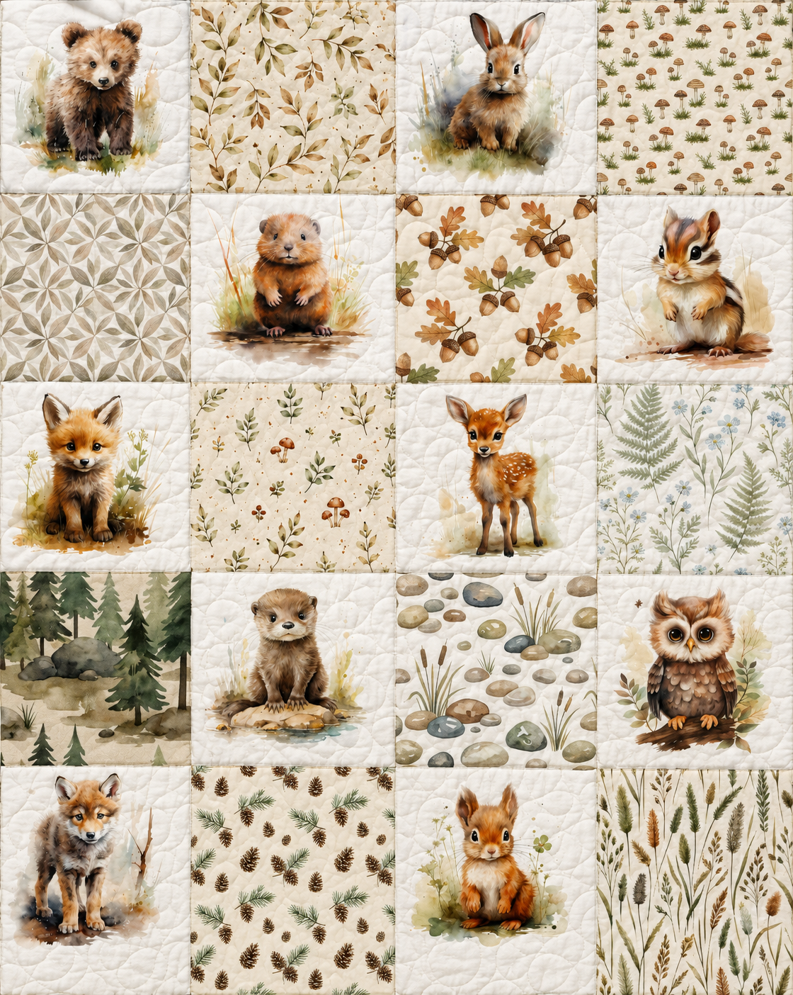 Woodland Animals Quilt Top Kit | DIY Quilt Top Kit for Beginners | Sew A Quilt