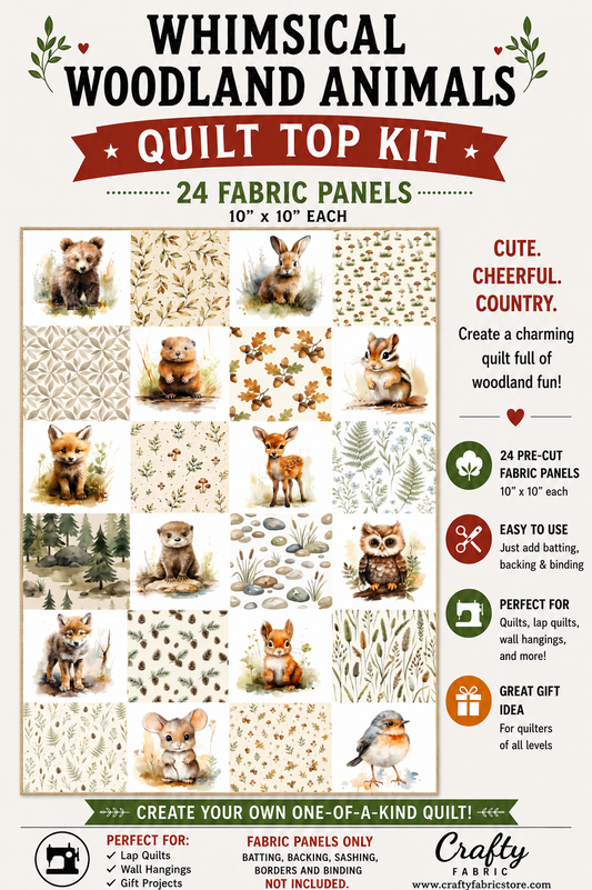 Woodland Animals Quilt Top Kit | DIY Quilt Top Kit for Beginners | Sew A Quilt