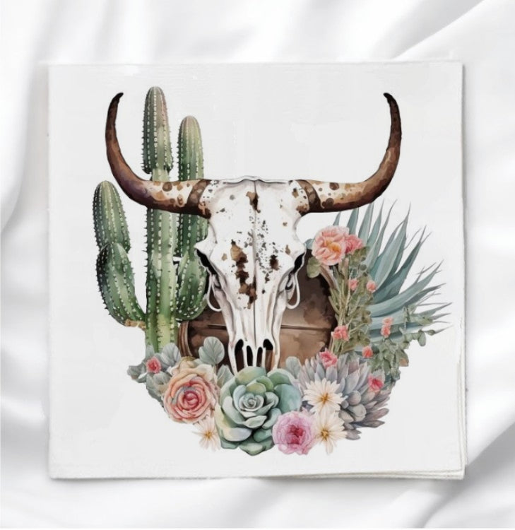 Western Cow Skull Fabric Panel Quilt Block