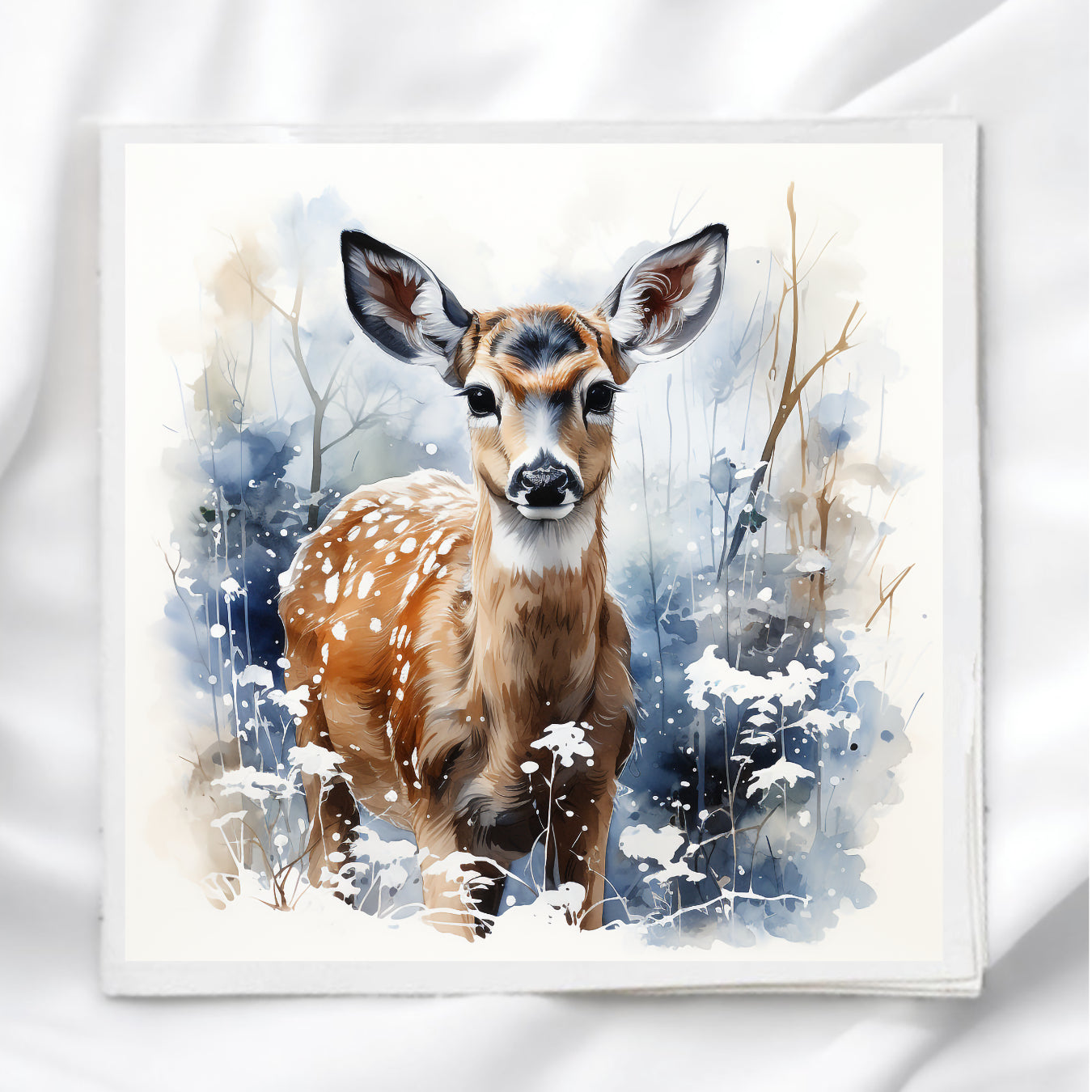 Winter Deer Fabric Panel Quilt Block