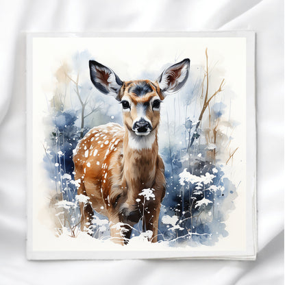 Winter Deer Fabric Panel Quilt Block