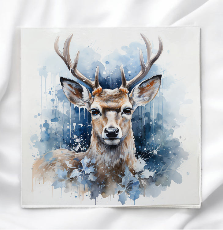 Winter Deer Fabric Panel Quilt Block
