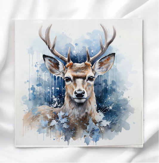 Winter Deer Fabric Panel Quilt Block