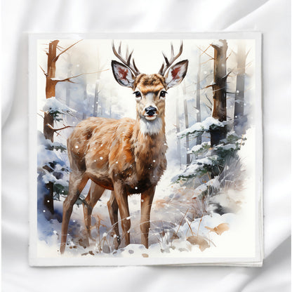 Winter Deer Fabric Panel Quilt Block