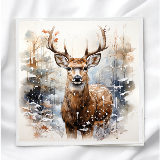 Winter Deer Fabric Panel Quilt Block
