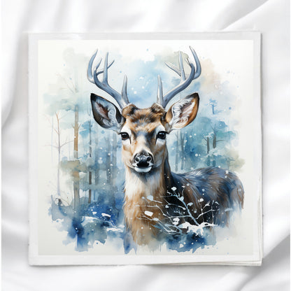 Winter Deer Fabric Panel Quilt Block