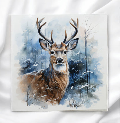 Winter Deer Fabric Panel Quilt Block