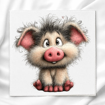 Whimsical Pig Fabric Panel Quilt Block