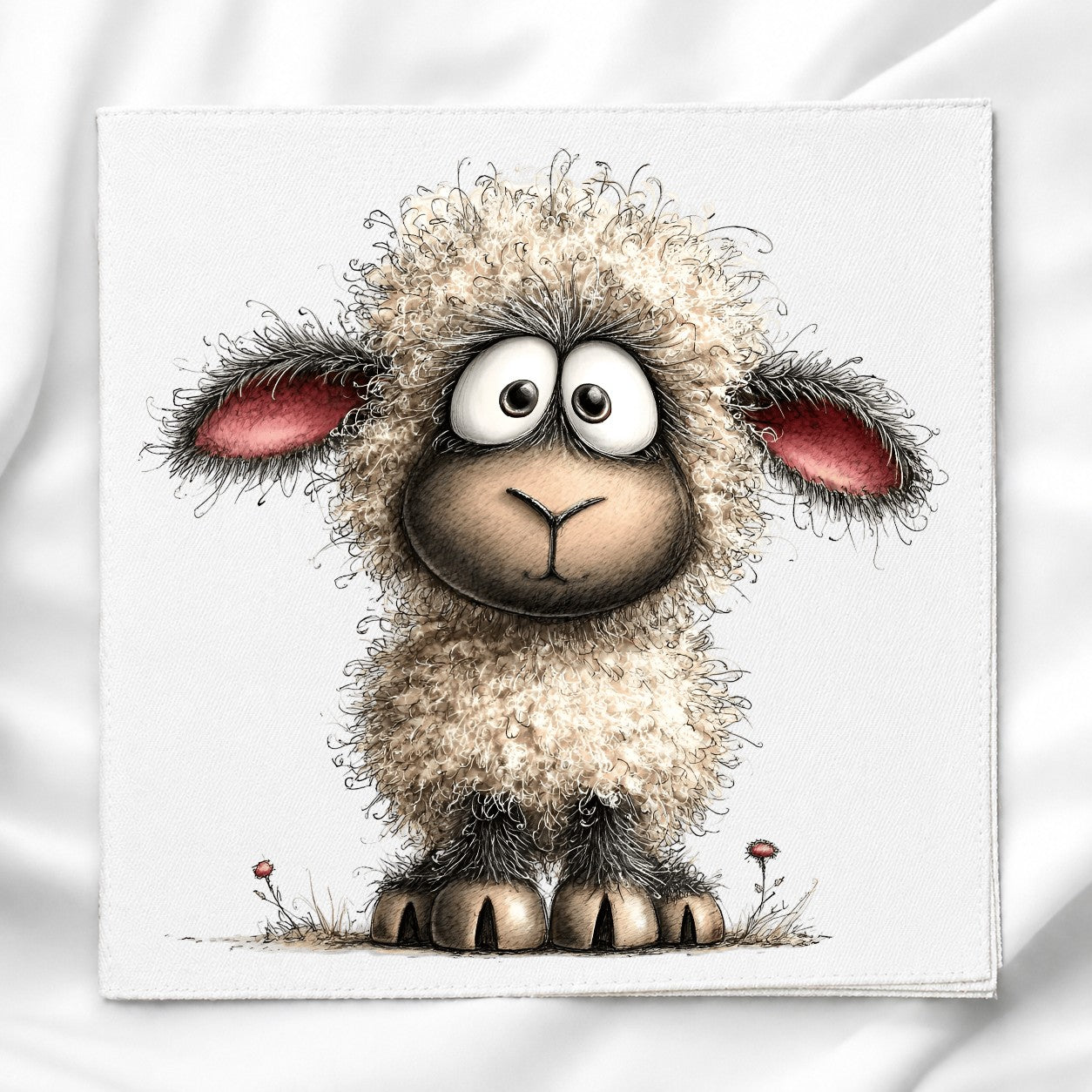 Whimsical Sheep Fabric Panel Quilt Block