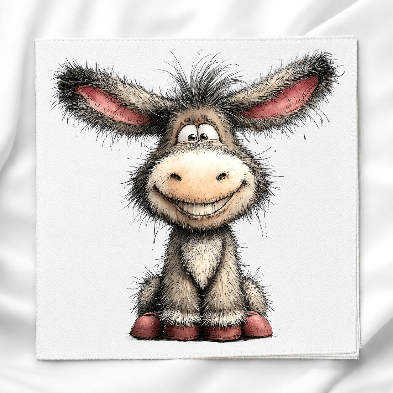 Whimsical Donkey Fabric Panel Quilt Block