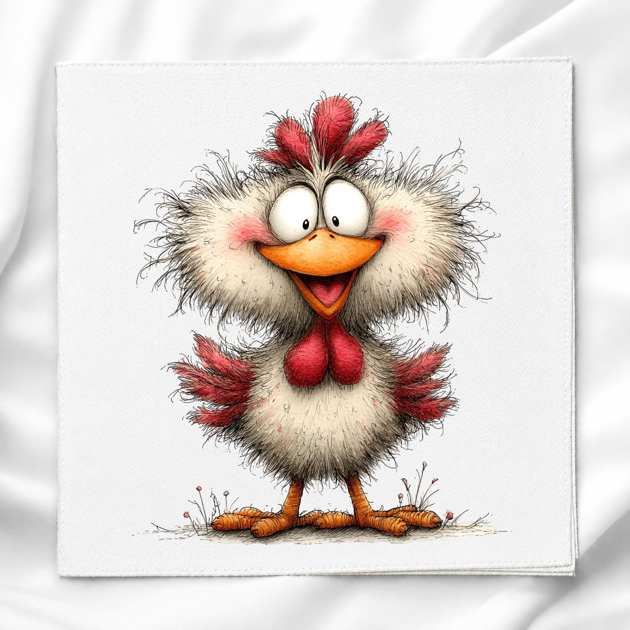 Whimsical Chicken Fabric Panel Quilt Block