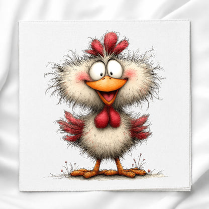 Whimsical Chicken Fabric Panel Quilt Block