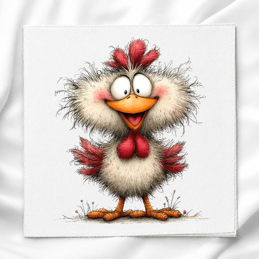 Whimsical Chicken Fabric Panel Quilt Block