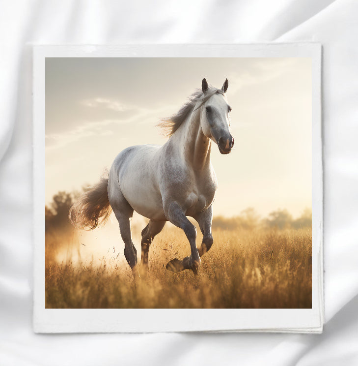 White Horse Fabric Panel Quilt Block