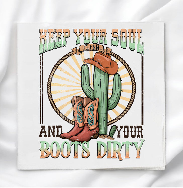 Retro Western Cactus Fabric Panel Quilt Block