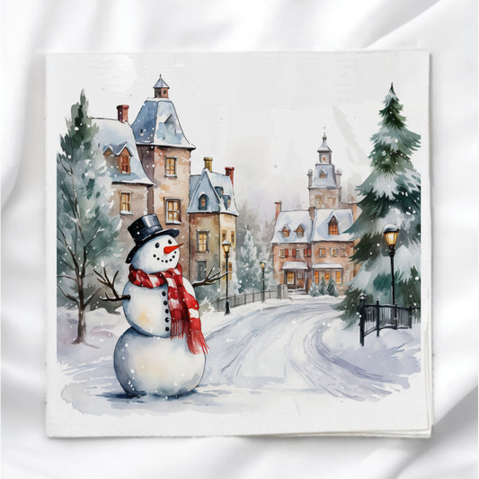 Winter Snowman Fabric Panel Quilt Block