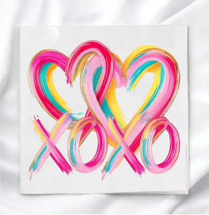 XOXO Valentine Hearts Fabric Panel Quilt Block