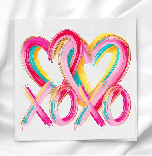 XOXO Valentine Hearts Fabric Panel Quilt Block