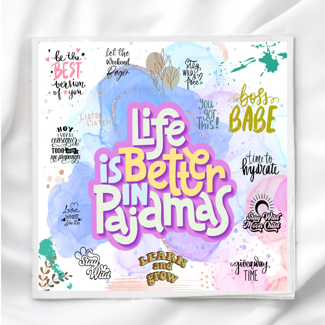 Life Is Better In Pajamas Fabric Panel Quilt Block