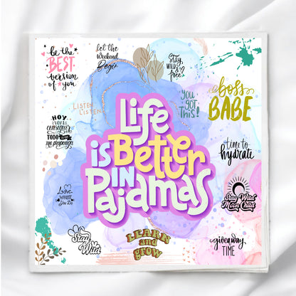 Life Is Better In Pajamas Fabric Panel Quilt Block