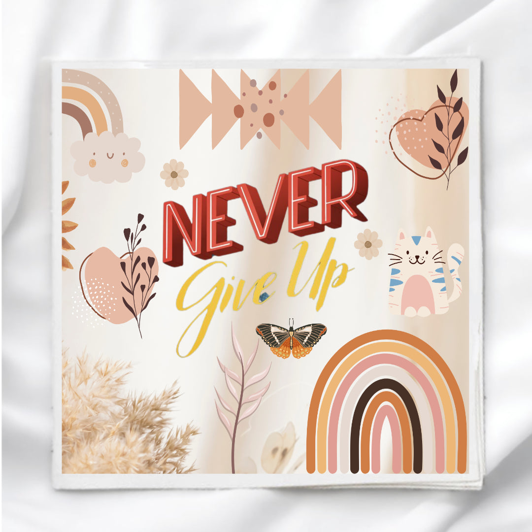 Never Give Up Fabric Panel Quilt Block