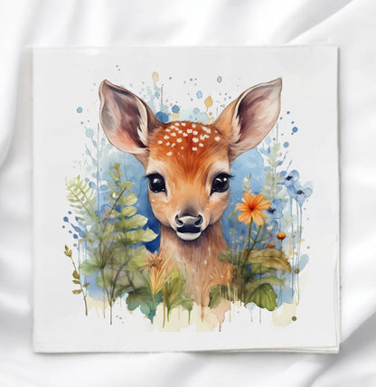 Baby Deer Woodland Fabric Panel Quilt Block