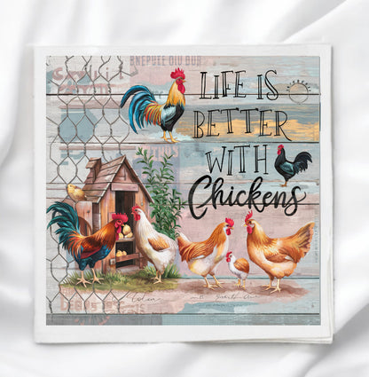 Life With Chickens Fabric Panel Quilt Block