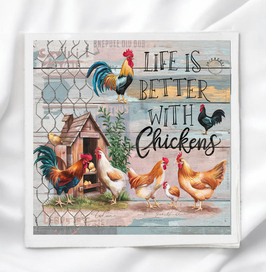 Life With Chickens Fabric Panel Quilt Block