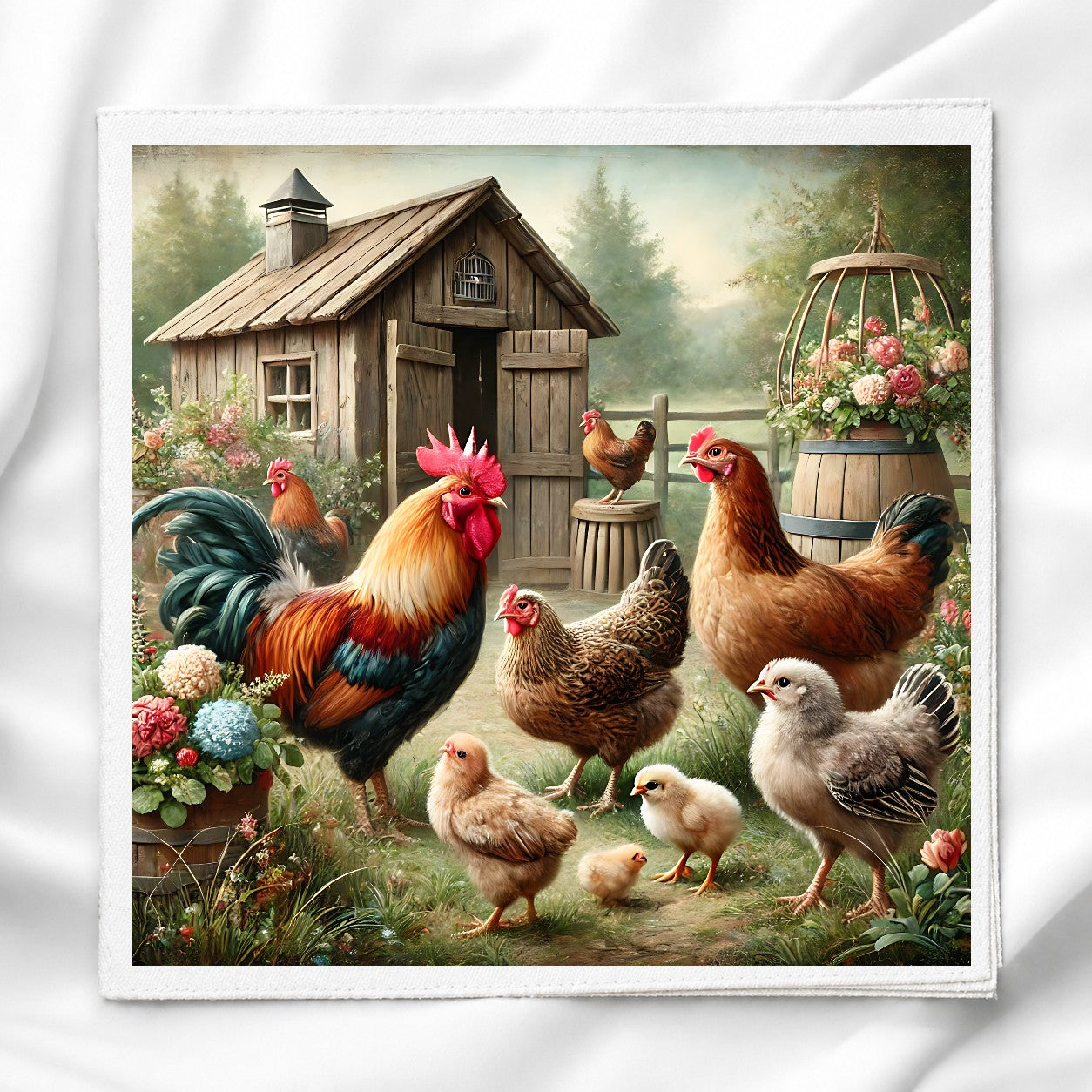 Chicken Fabric Panel for Quilting, Sewing & Crafts, DIY Sewing Project