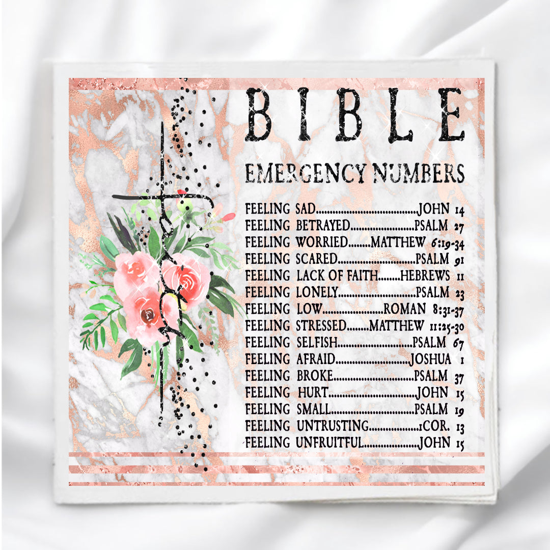 Emergency Bible Numbers Fabric Panel Quilt Block