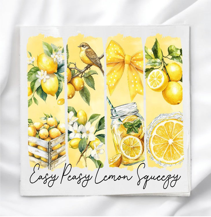 Brushstroke Lemons Fabric Panel Quilt Block