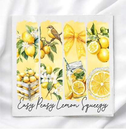 Brushstroke Lemons Fabric Panel Quilt Block
